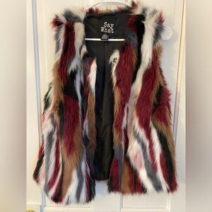 Say What Faux Fur Multicolor Vest